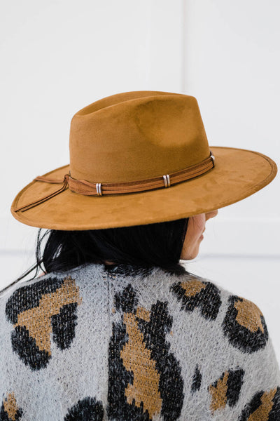 Wide Brim with faux leather strap Fedora Hat