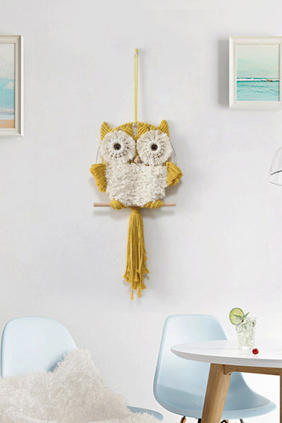 Hand-Woven Tassel Owl Macrame Wall Hanging