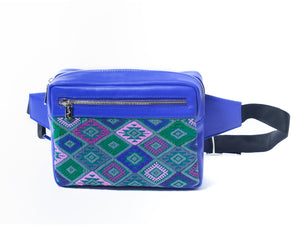 Blue Unisex Leather Belt Bag