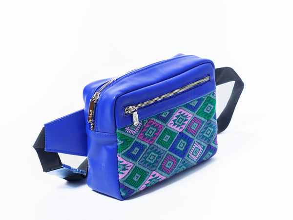 Blue Unisex Leather Belt Bag