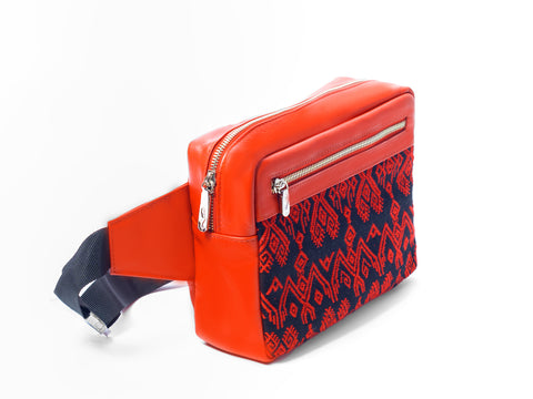 Red Unisex Leather Belt Bag