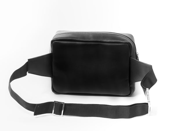 Black Unisex Leather Belt Bag