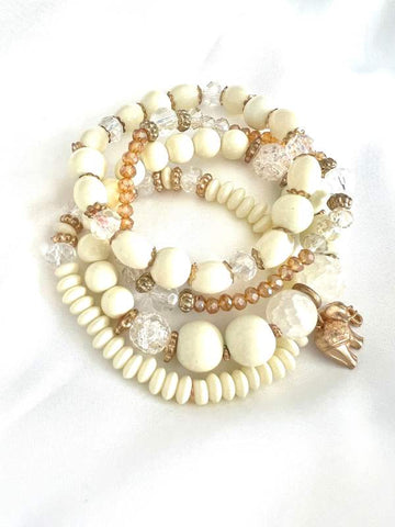 Ivory Crystal stacked bracelet