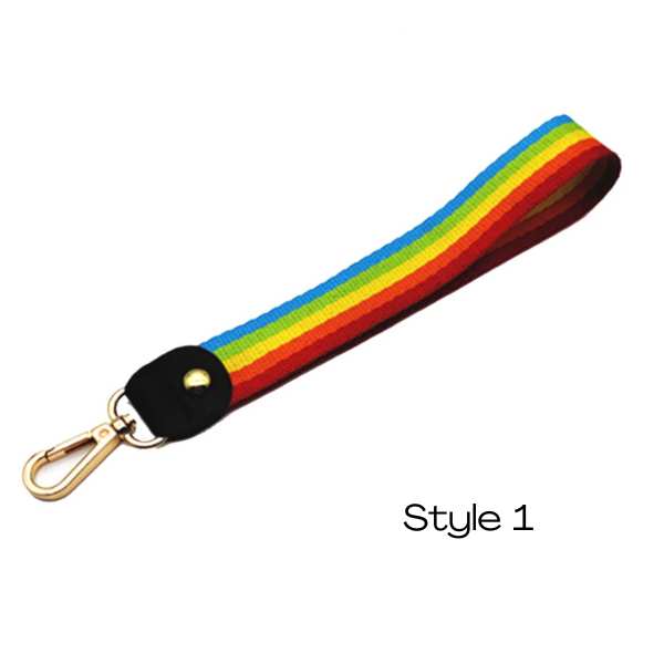 Printed strap for wristlet or clutch bag