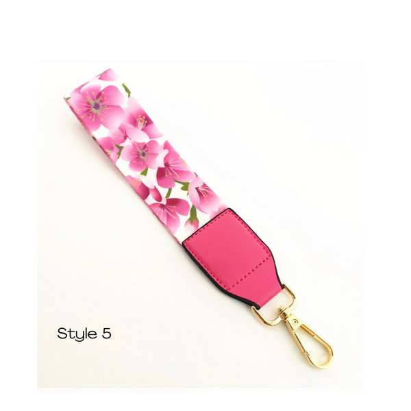 Wide modern printed strap for wristlet or clutch bag
